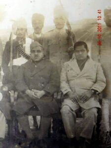Kunwar Saheb Hukm Shriman Bahadur Singh of Bhiraoti Raj on Left Side during Hunting expedition with his attendants